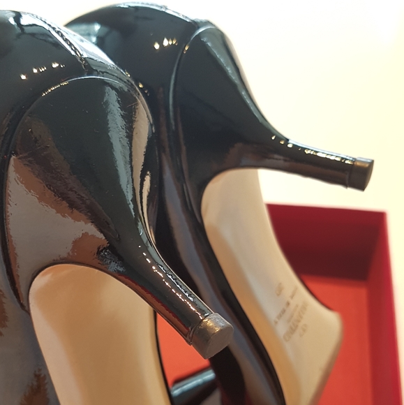 VALENTINO black patent couture bow D'orsay kitten - Picture 8 of 8